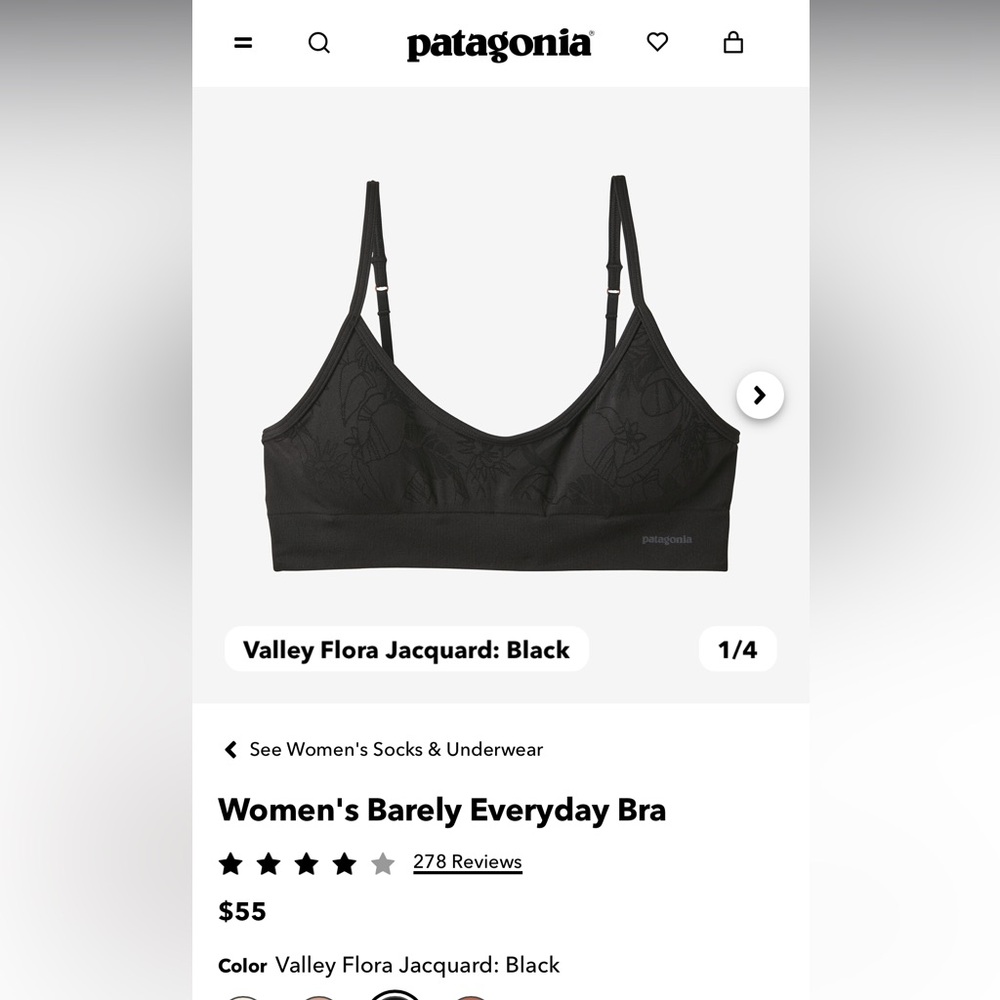 Patagonia Barrly Everday Bra - black - large